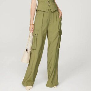 NWT‎ Ramy Brook Emil Wide Leg Cargo Pants Size 8 Vintage Olive